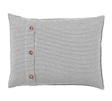 Wheaton Striped Linen/Cotton Sham, Standard, Navy - Image 0