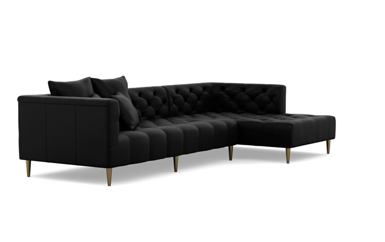 Ms. Chesterfield leather Chaise Sectional with Night and Brass Plated legs - Image 1