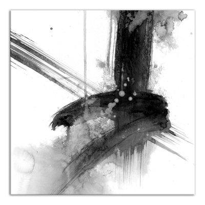 'Black and White Abstract' Watercolor Painting Print on Wrapped Canvas - Image 0