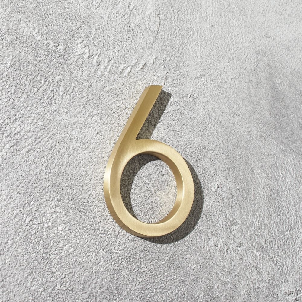 Aurele 4" Brushed Brass House Number 6 - Image 0