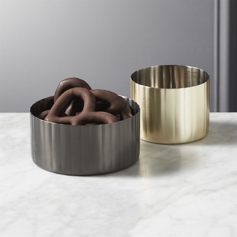 Pleat Tall Champagne Gold Bowl - Image 2