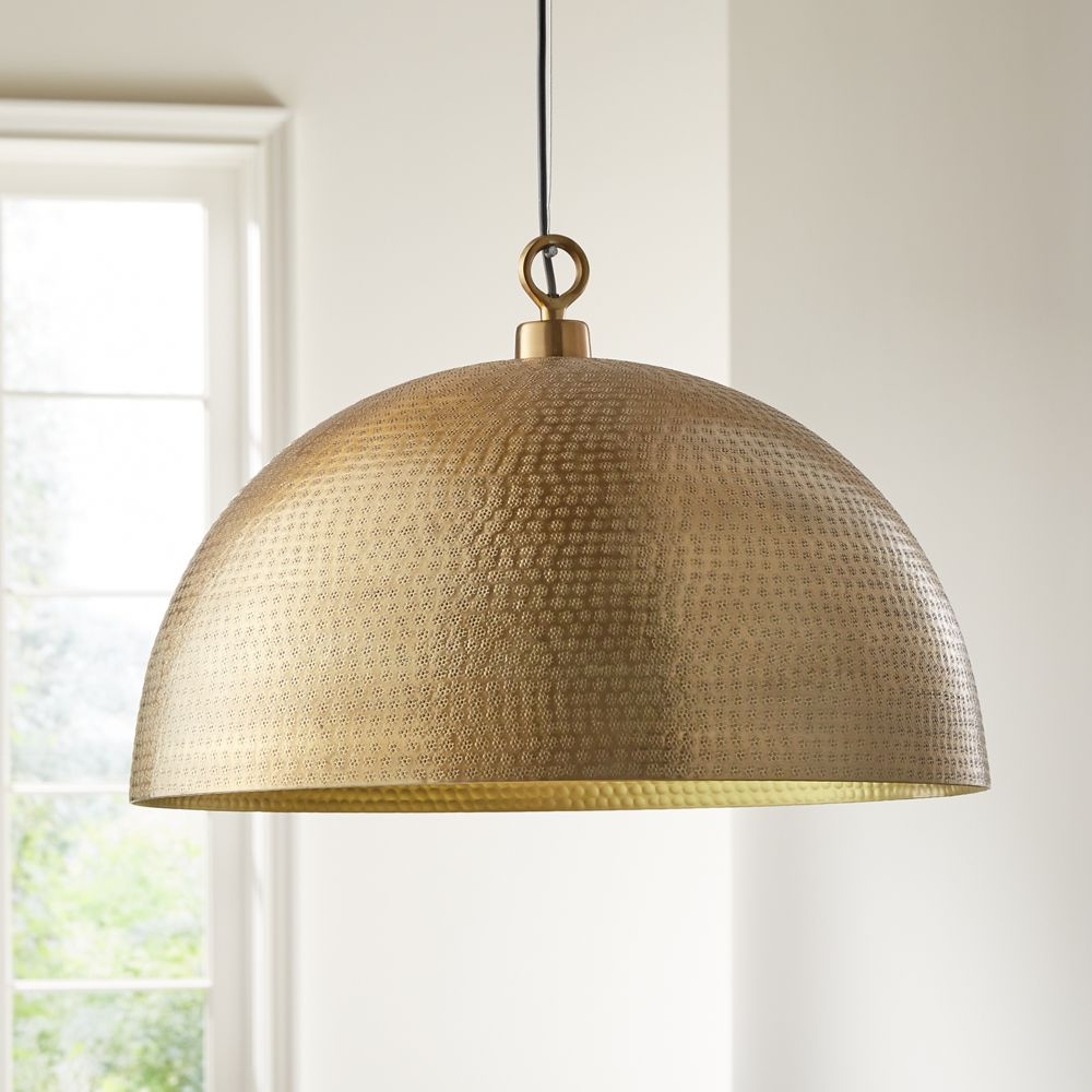 Rodan Metal Dome Pendant Light, Hammered Brass - Image 3