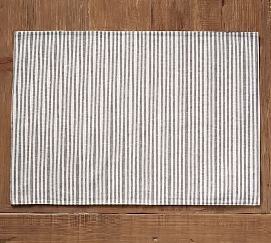 Wheaton Striped Linen/Cotton Placemats, Set of 4 - Charcoal - Image 0