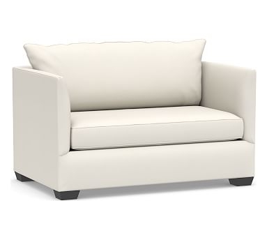 Luna Upholstered Twin Sleeper Sofa, Polyester Wrapped Cushions, Performance Twill Warm White - Image 2