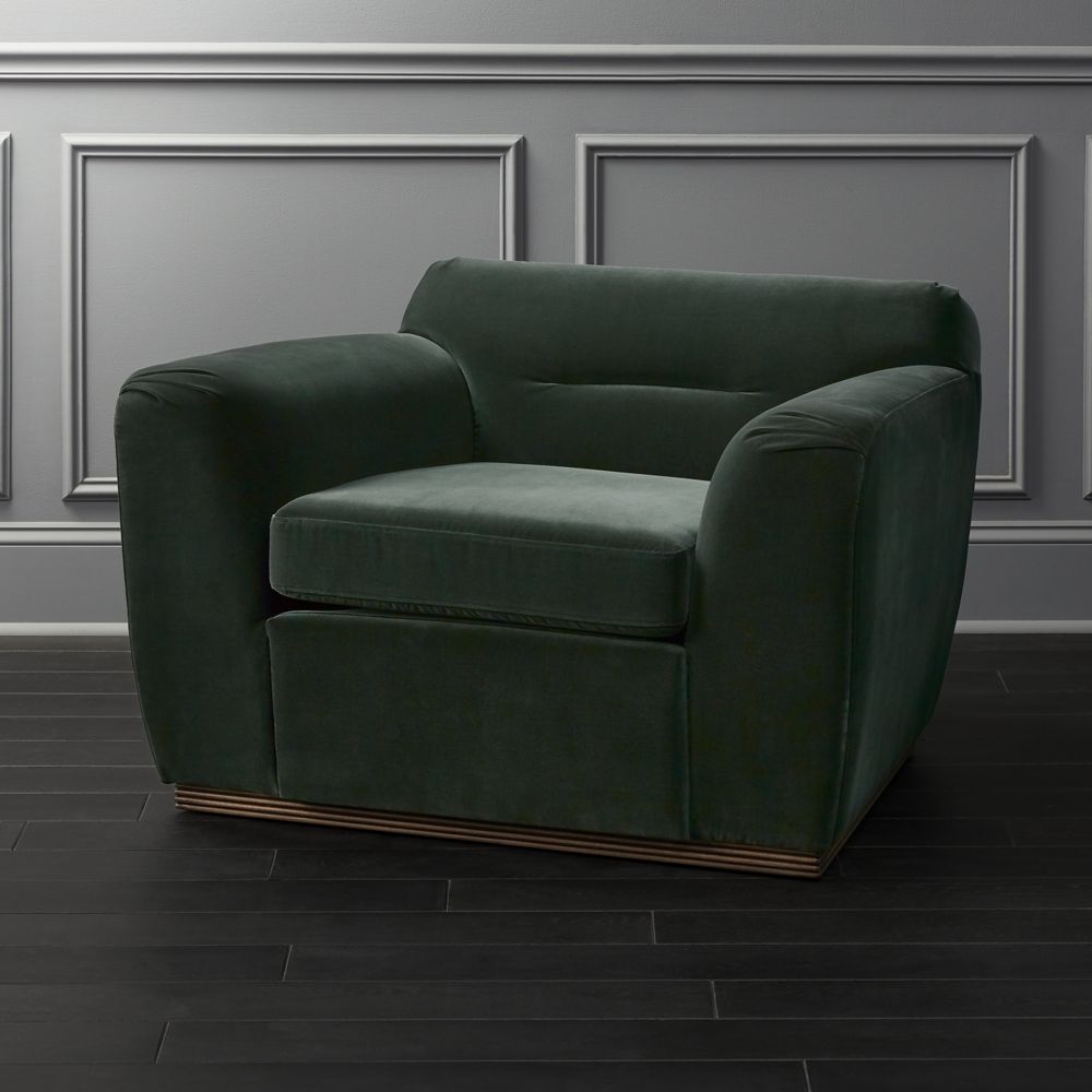 Clive Pleated Spruce Green Velvet Armchair - Image 0