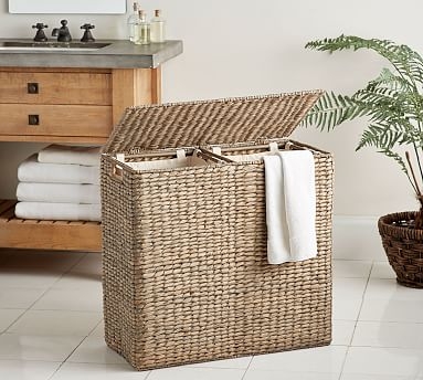 Perry Divided Hamper with Liners, Gray Wash - Image 0