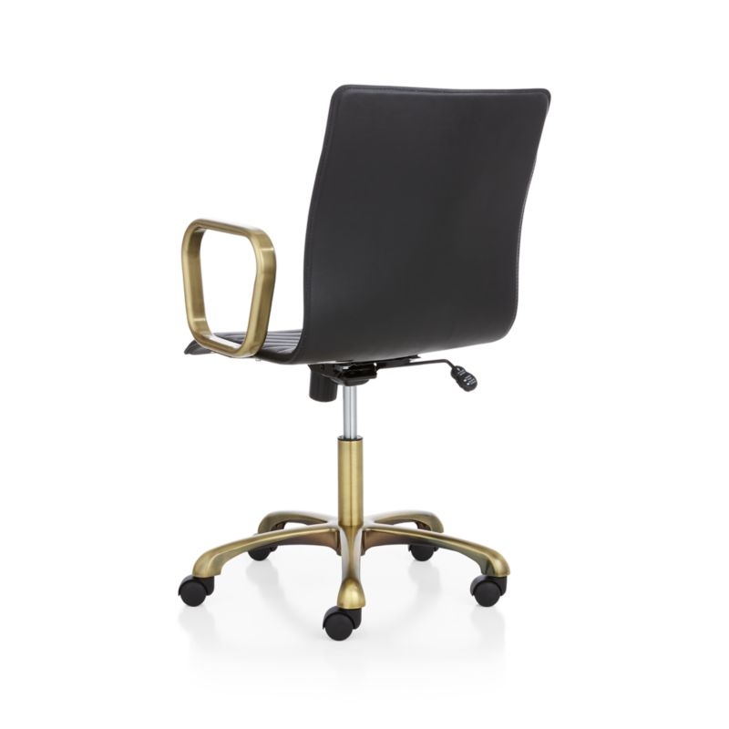 Ripple Black Leather Office Chair with Brass Frame - Image 5