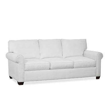 Buchanan Roll Arm Upholstered Sleeper Sofa, Polyester Wrapped Cushions, Performance Slub Cotton White - Image 1