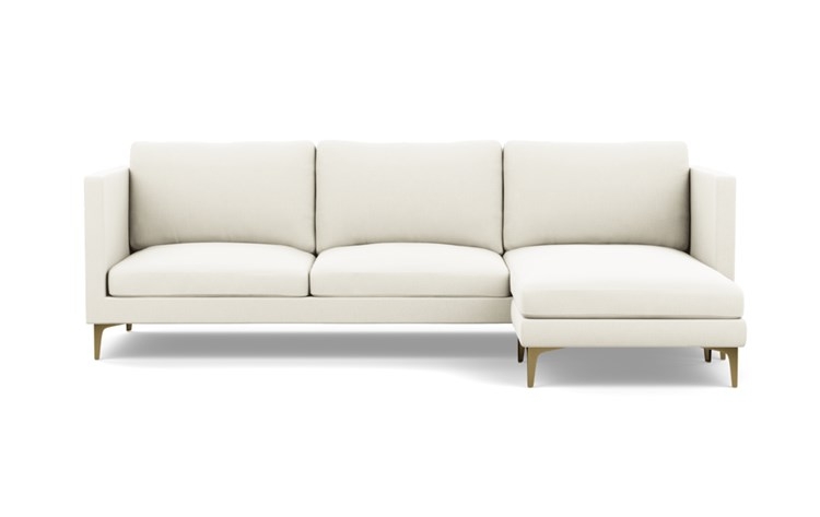 Oliver Sectionals with Ivory Fabric with right facing chaise and Brass Plated legs - Image 0