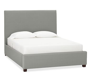 Raleigh Square Upholstered Bed without Nailheads, King, Tall Headboard 53"h, Performance Everydaysuede(TM) Metal Gray - Image 2