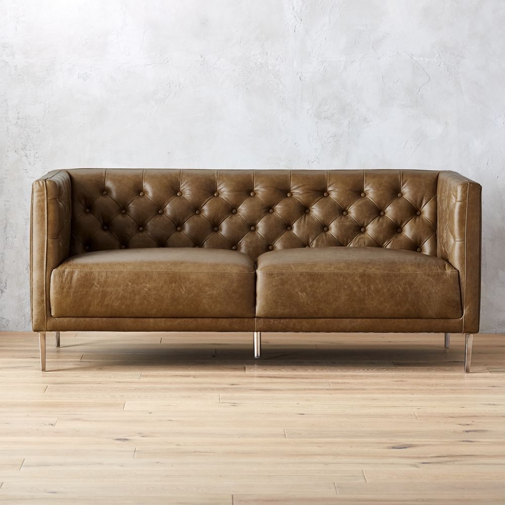 Savile Saddle Leather Tufted Apartment Sofa // Estimated in early August - Image 1