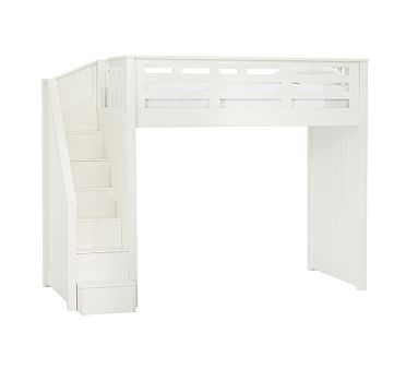 Catalina Stair Loft Bed, Twin, Simply White - Image 0