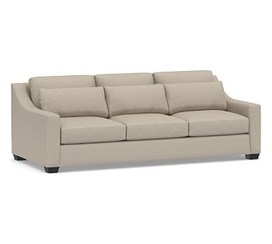 York Slope Arm Upholstered Deep Seat Grand Sofa 95", Down Blend Wrapped Cushions, Brushed Crossweave Natural - Image 0