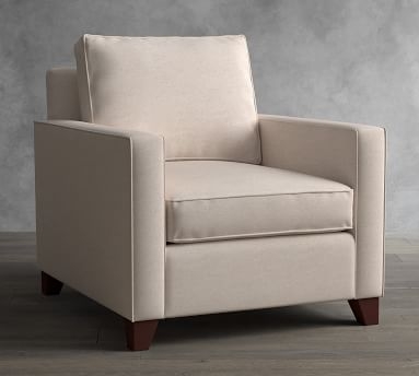 Cameron Square Arm Upholstered Deep Seat Armchair, Polyester Wrapped Cushions, Brushed Crossweave Natural - Image 1
