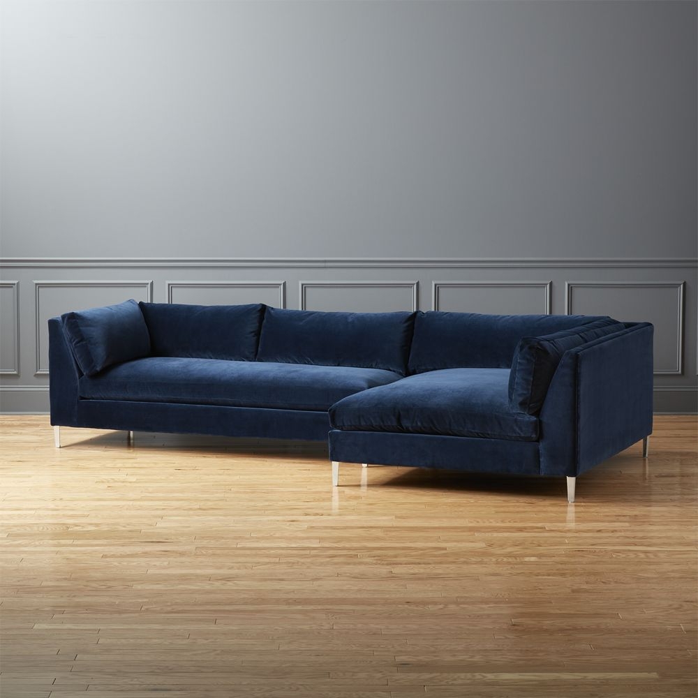 Decker 2-Piece Blue Velvet Sectional Sofa - Image 0