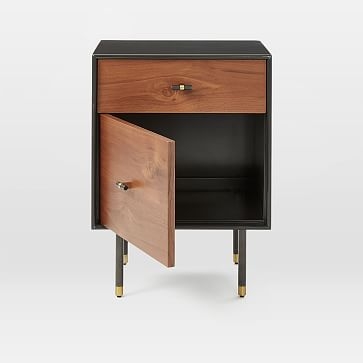 Modernist Wood + Lacquer Storage Nightstand, Anthracite, Walnut - Image 3