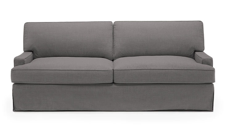 Gray Presley Mid Century Modern Slipcover Sofa - Bentley Pewter - Mocha - Image 0