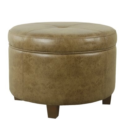 Charlton Home Large Leatherette Storage Ottoman - Distressed Brown Faux Leather - Image 0