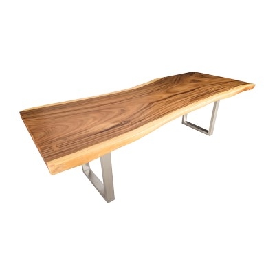 Wilton Live Edge Dining Table, 96", Wood, Natural, Stainless Steel - Image 3