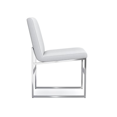 Lancaster Dining Side Chair, Perennials Performance Canvas, White, Polished Nickel - Image 4