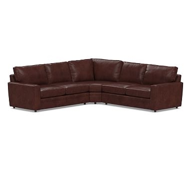 Pearce Square Arm Leather 3-Piece L-Shaped Wedge Sectional, Polyester Wrapped Cushions, Leather Statesville Espresso - Image 0