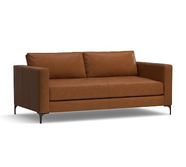 Jake Leather Loveseat 70" with Bronze Legs, Down Blend Wrapped Cushions, Leather Signature Maple - Image 2