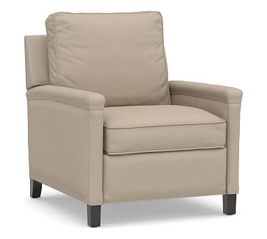 Tyler Square Arm Upholstered Recliner without Nailheads, Polyester Wrapped Cushions, Sunbrella(R) Performance Slub Tweed Oatmeal - Image 0