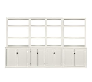 Logan Wall Bookcase with Doors, Alabaster, 120"L x 75"H - Image 0