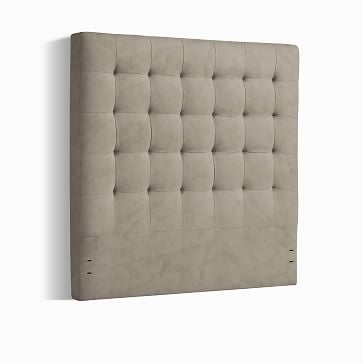 Tall Grid Tufted Headboard, King, Faux Suede, Charcoal - Image 3