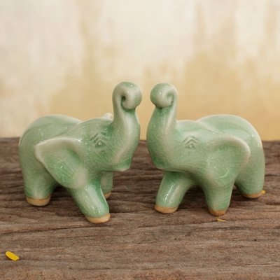 Zythum Lucky Elephants Hand Crafted Ceramic Figurine - Image 0