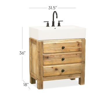 Wax Pine Mason Reclaimed Wood Single Sink Vanity, 31.5" - Image 3