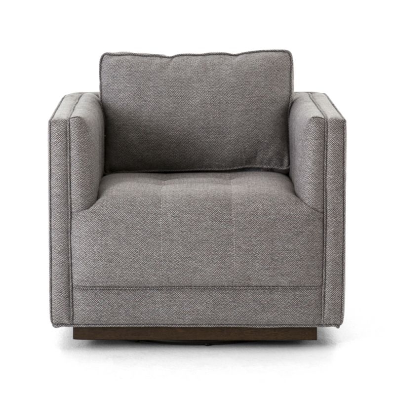Wylie Grey Tufted Swivel Chair - Image 4