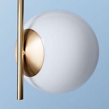 Sphere + Stem Pendant, Brass/Milk Glass, 2-Light - Image 2