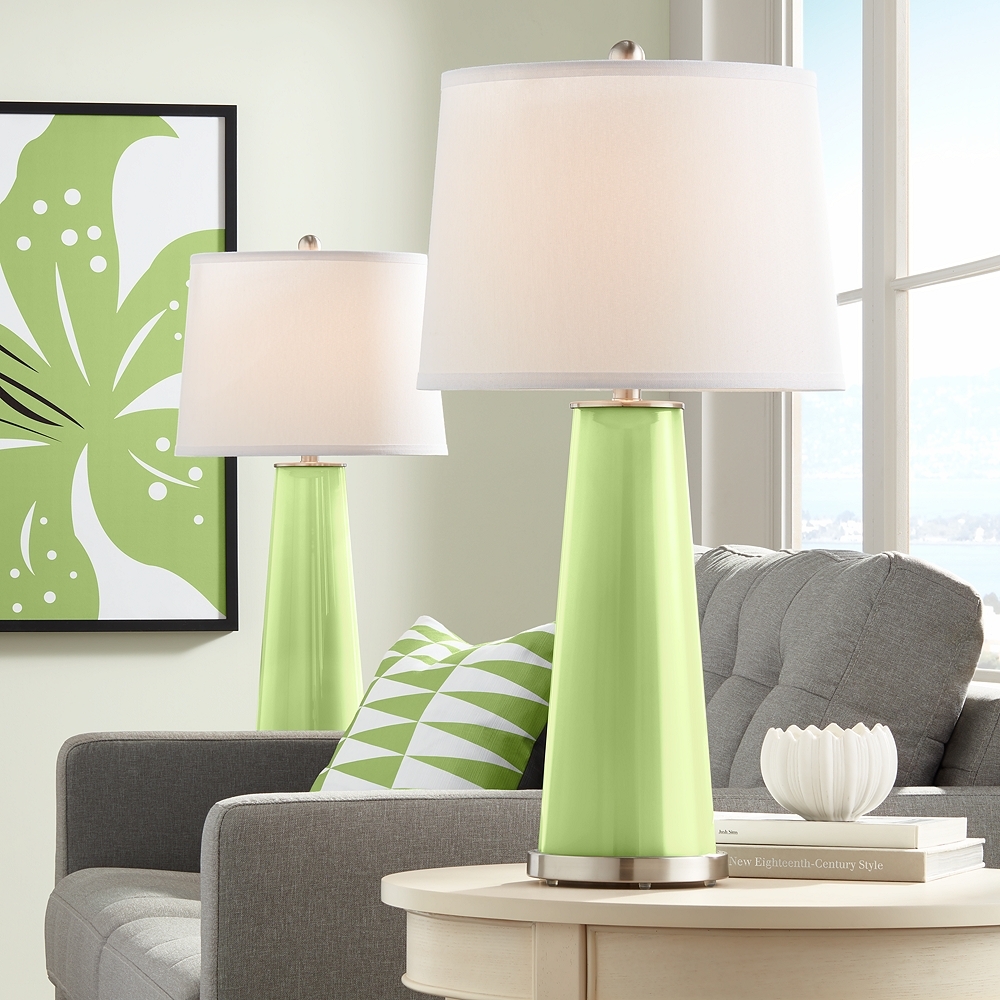 Color Plus Leo 29 1/2" Lime Rickey Green Glass Table Lamps Set of 2 - Image 0