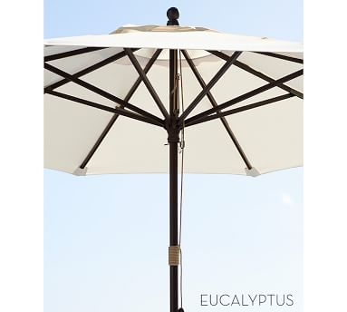 9' Round Umbrella with Aluminum Tilt Pole, Water-Resistant Canvas; Natural - Image 3