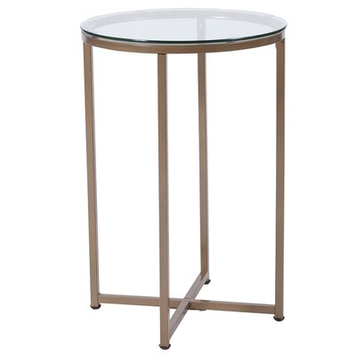 Cowman Contemporary Glass End Table With Matte Gold Frame - Image 0