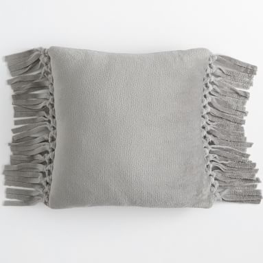 Bohemian Fringe Plush Square Pillow, Quartz Blush - Image 2