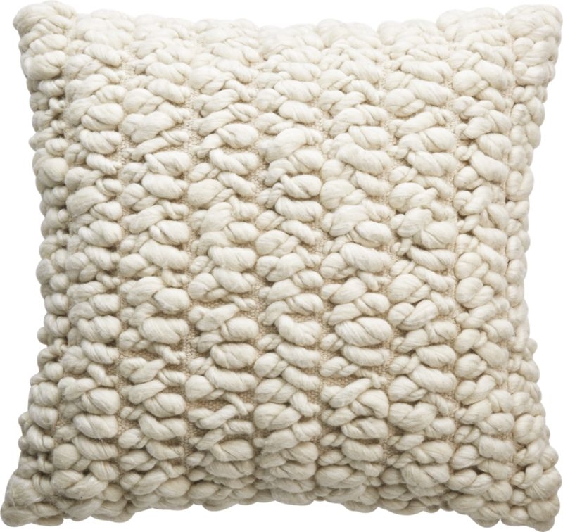 Tillie Ivory White Wool Throw Pillow with Down-Alternative Insert 20" - Image 0