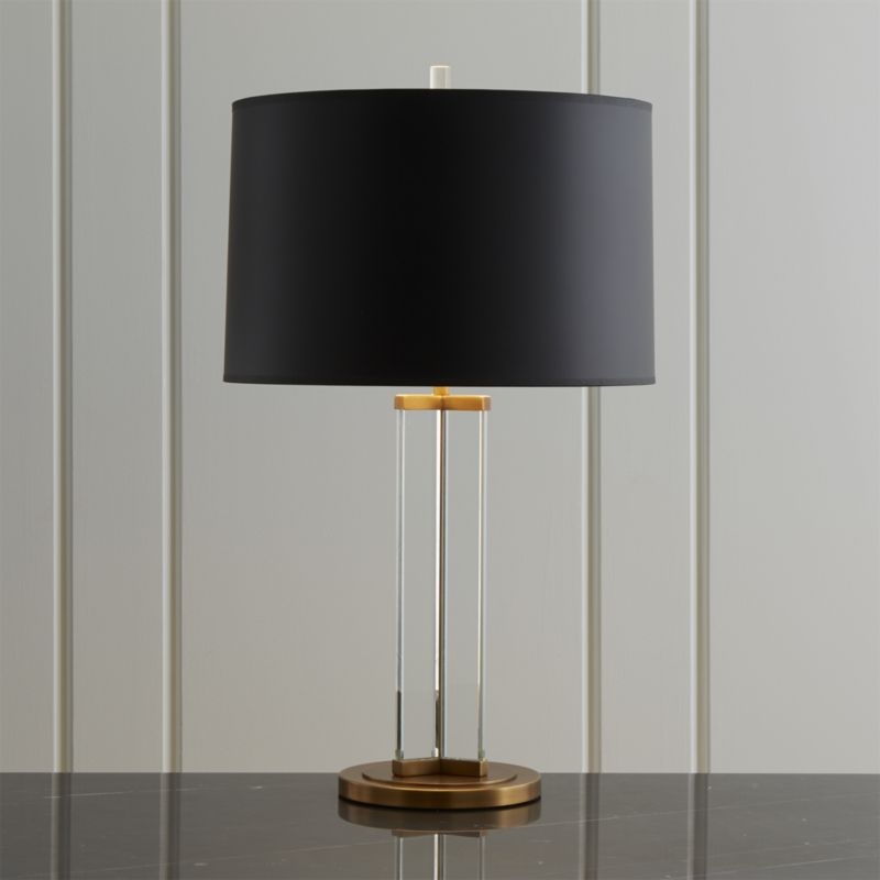 Gleam Crystal/Brass Black Shade Table Lamp - Image 1