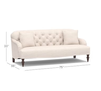 Clara Upholstered Apartment Sofa 75", Polyester Wrapped Cushions, Twill White - Image 3