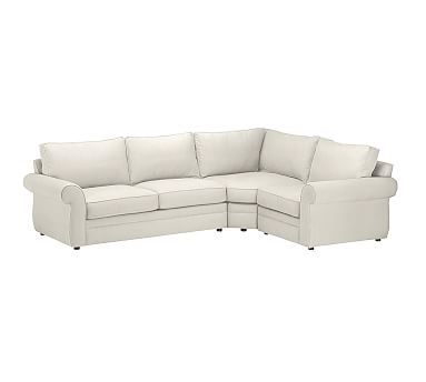 Pearce Roll Arm Upholstered Left Arm 3-Piece Wedge Sectional, Down Blend Wrapped Cushions, Performance Everydaysuede(TM) Stone - Image 2