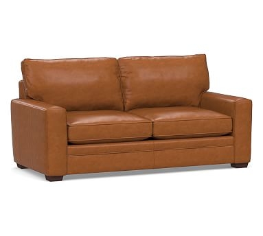 Pearce Square Arm Leather Grand Sofa 82", Polyester Wrapped Cushions, Leather Signature Maple - Image 0