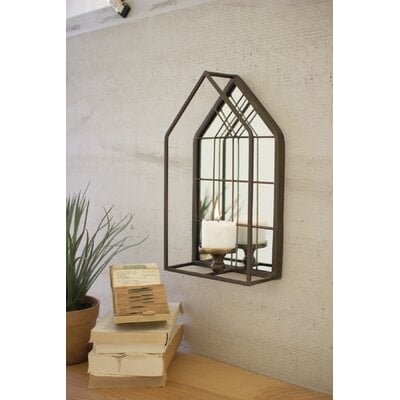 House Shape Wall Mirror With Candle Holder - Image 0