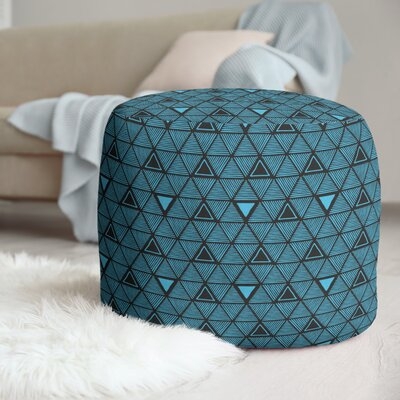 Full Color Hand Drawn Triangles Pouf - Image 0