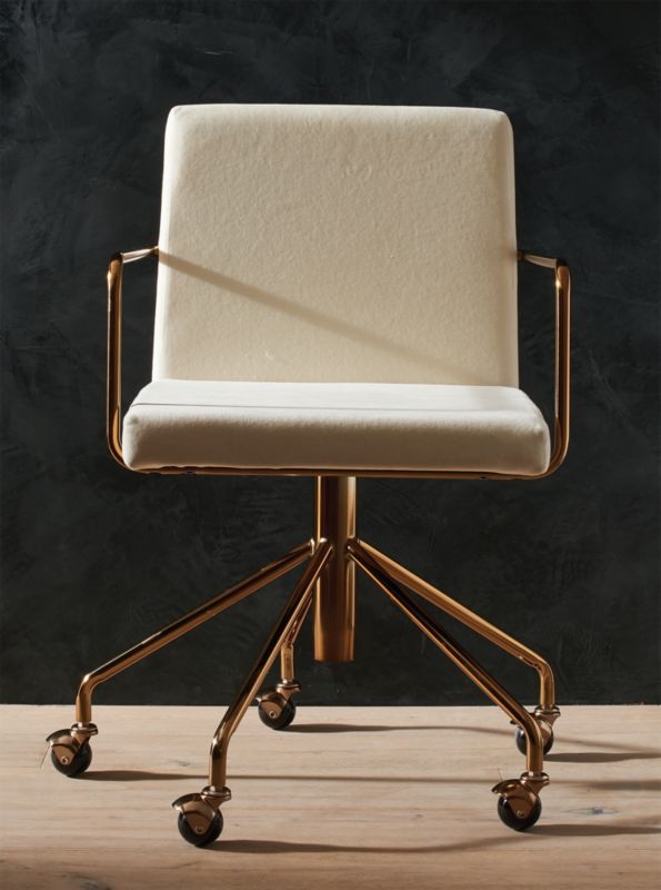 Rouka White Velvet Office Chair - Image 3