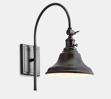 Curved Metal Bell Hood with Classic Arc Sconce, Bronze - Image 0