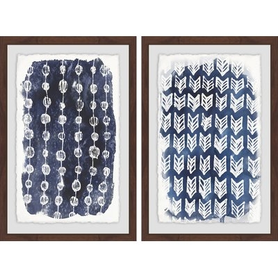 'Boho Patterns' 2 Piece Framed Watercolor Painting Print Set - Image 0