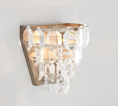 Alma Crystal Sconce, Pewter - Image 0
