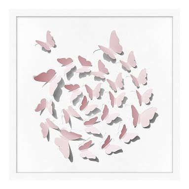 Folded Butterfly Framed Art, blush, 25"x25" - Image 0