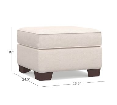 Buchanan Upholstered Ottoman, Polyester Wrapped Cushions, Twill Parchment - Image 3